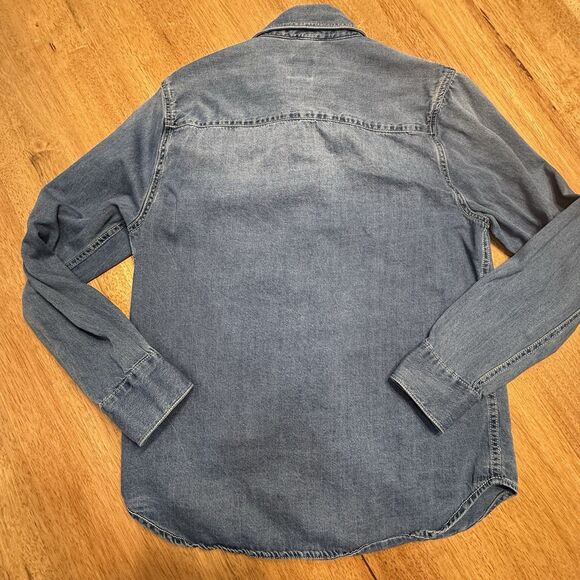 Women’s Denim Pearl Snap Cowboy Western Dark Wash Medium Zara - Picture 3 of 12